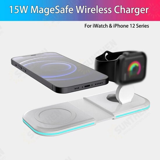 S33 15W For MagSafe 2 in 1 Folding Duo Wireless Charger Portable induction Charger For iPhone 12 iWatch Airpods Wireless Fast Mobile Phone QI Charger