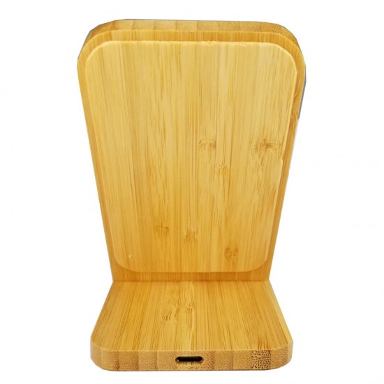 10W Qi Wireless Charging Bamboo Wooden Mobile Phone Desktop Holder Mount with Indicator Light Support All Phones With QI Wireless Charging
