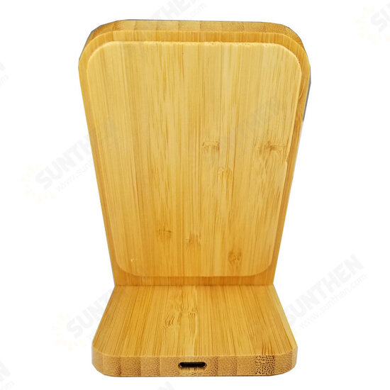 10W Qi Wireless Charging Bamboo Wooden Mobile Phone Desktop Holder Mount with Indicator Light Support All Phones With QI Wireless Charging