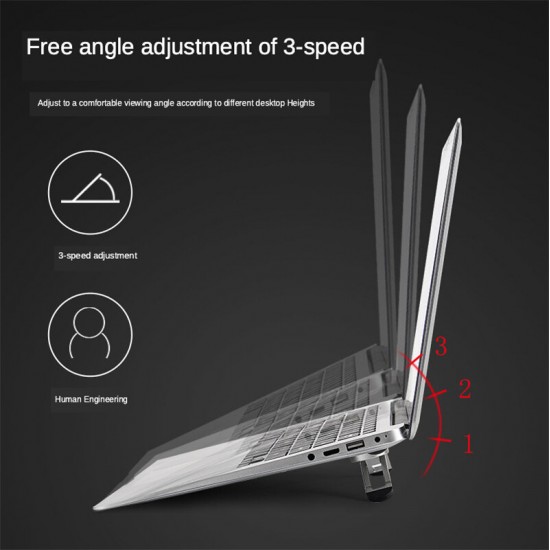 Universal Folding Angle Adjustable Heat Dissipation Aluminium Alloy Macbook Desktop Holder Stand Bracket for 11-15.6 inch Laptop