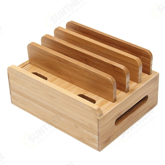 Bamboo Multi-device Phone Holder Charging Dock Stand Holder Tablet Stand for Smartphone Tablet