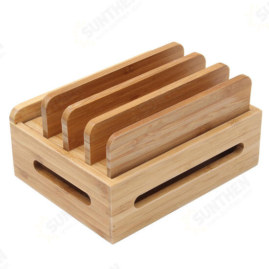 Bamboo Multi-device Phone Holder Charging Dock Stand Holder Tablet Stand for Smartphone Tablet