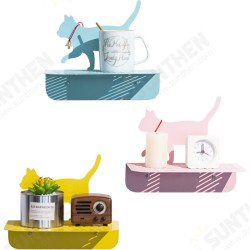 Cute Cat Pattern Iron Hanging Storage Racks Kitchen Bathroom Wall Mounted Mobile Phone Holder Shelves Cute Cat Pattern Iron Hanging Storage Racks Kitchen Bathroom Wall Mounted Mobile Phone Holder Shelves