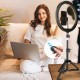 EGL-02P 12 inch 3 Color Modes Dimmable LED Ring Full Light Tripod Stand Live Selfie Holder with Remote Control for YouTube Tiktok VK Vlog Makeup