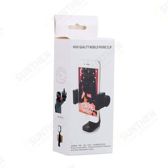 EGP-A02 360° Rotation with Universal 1/4 inch Screw Online Learning Live Streaming Mobile Phone Clip Holder for Devices between 2.3-4.1 inch Width