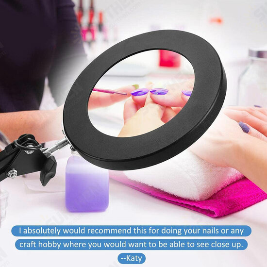 Flexible Arm 10X LED Magnifying Glass Stepless Dimmable 3 Color Light Modes Ring Fill Light with Desk Clip