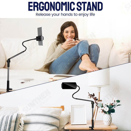 Flexible Long Arm Lazy Holder for Bed Desk Desktop Office Kitchen Phone Holder Mobile Phone Stand Holder Tablet Clip Bracket for Smart Phone Tablet