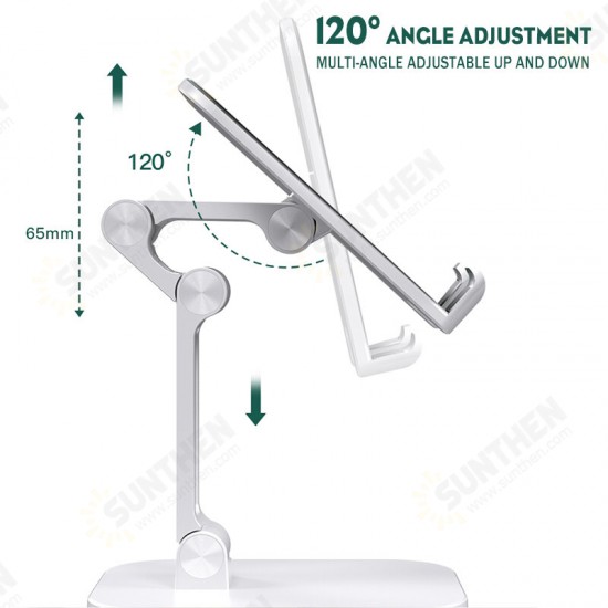 Foldable 120° Angle Adjustable Non-Slip Aluminum Alloy Desktop Mobile Phone Tablet Holder Stand for 4-12.9 inch Devices