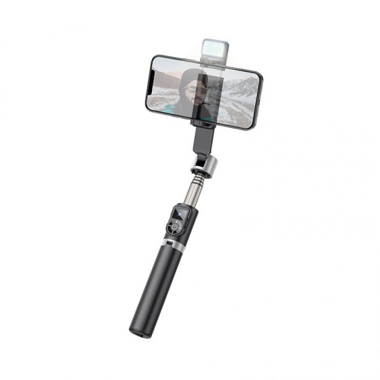 K16 All In One Portable bluetooth Remote Contol Selfie Stick 2-Gear Fill Light Telescopic Stretchable Retractable Tripod for POCO X3 F3 4.7-6.5 inch