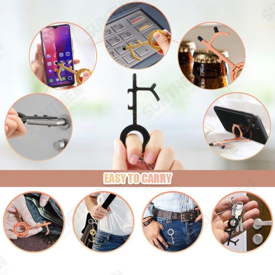 2PCS/ 4PCS Multifunctional Portable Mobile Phone Holder Capacitive Stylus Pen Bottle Opener Decorative Keychain