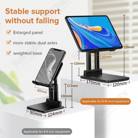 Folding Tablet/ Laptop Holder Stand Adjustment Angle Telescopic Alloy Desktop Bracket for iPad Mini 9-16 inch Devices