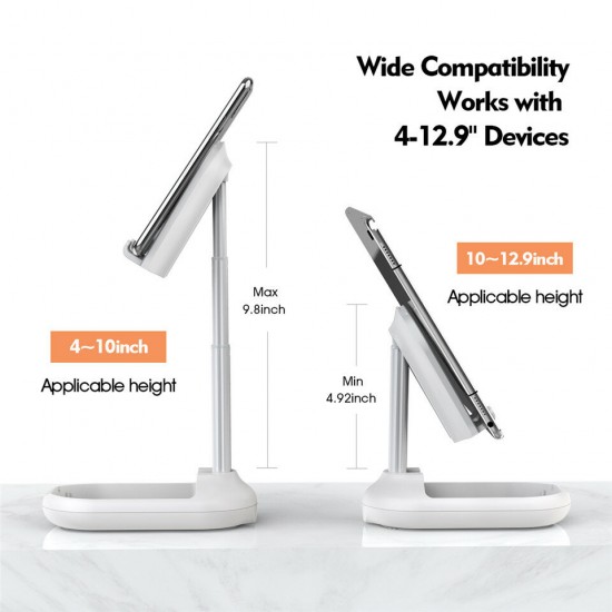 Desktop Foldable Height Adjustable Phone Holder Mount Tablet Stand For 4.0-12.9Inches Smart Phone Tablet iPad Pro Online Course Youtube Live Streams