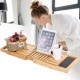 Luxury Adjustable Bathtub Rack Bamboo Caddy Shelf Shower Tub Tray Towel Mobile Phone Tablet Holder Support