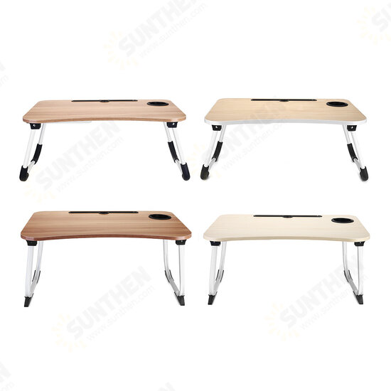 Multifunctional Folding Wooden Lazy Bed Desk Macbook Table with Pen Cup Slot Storage Drawer