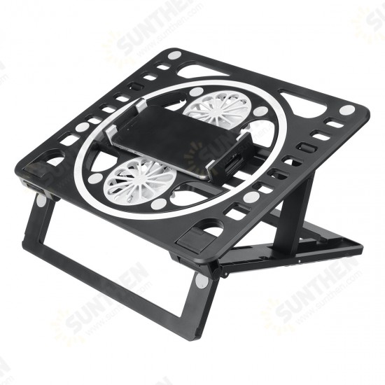 Multifunctional Folding with Double Cooling Fan Laptop/ Tablet/ Mobile Phone Macbook Desktop Holder Stand