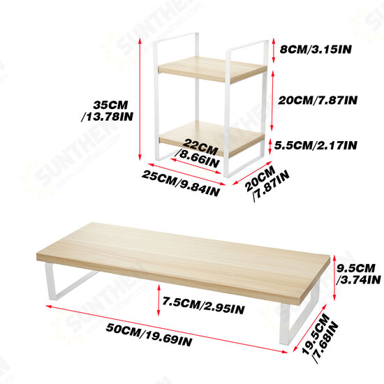 Multifunctional Mackbook Desktop Stand Macbook Monitor Riser with 2-Layer Shelves Desk Organizer