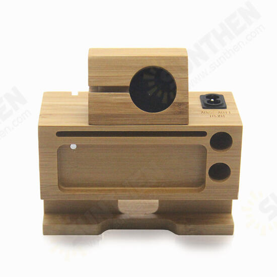 Natural Bamboo USB Charging Dock Stand Holder Bracket for Mobile Phone Smart Watch