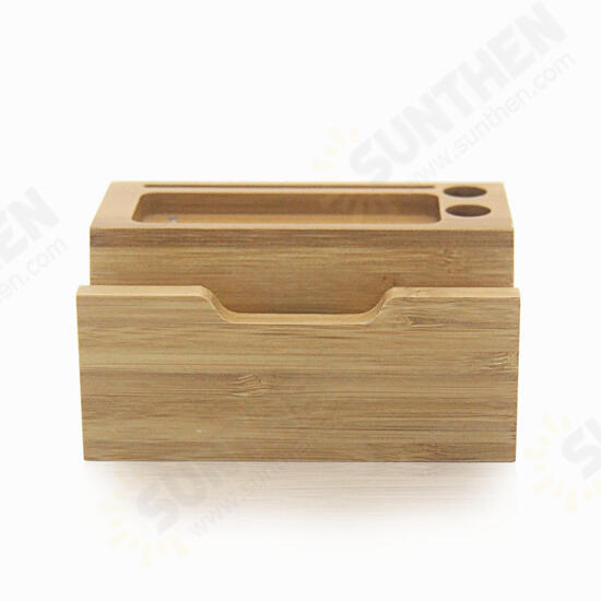 Natural Bamboo USB Charging Dock Stand Holder Bracket for Mobile Phone Smart Watch