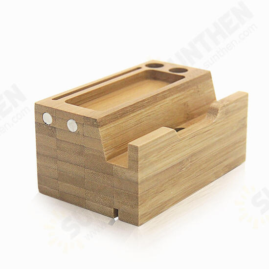 Natural Bamboo USB Charging Dock Stand Holder Bracket for Mobile Phone Smart Watch