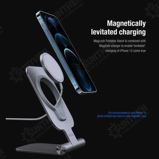 For MagSafe Charger Base Stnad For iPhone12/13 Wireless Charging Stand Aluminum MagLock Foldable Stand With Hollow Holder For MagSafe Wireless Charger