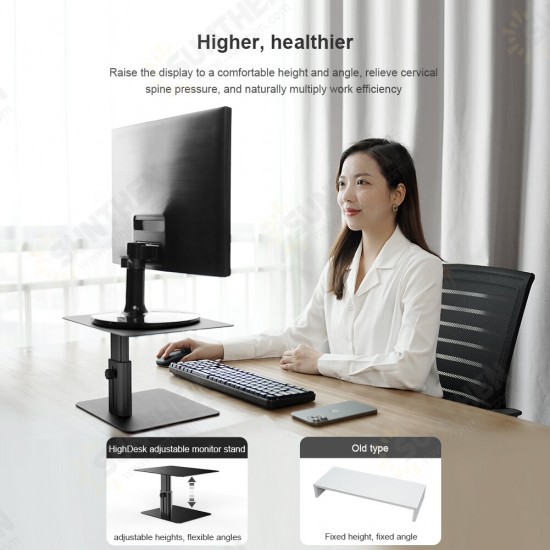 N6 Multiple Adjustable Height Aluminum Alloy Macbook iMac Monitor Stand Holder with Storage Plate