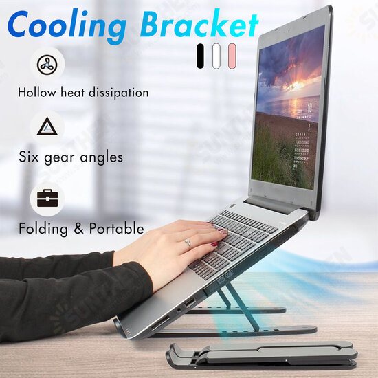 P1 Universal Foldable 6-Gear Adjustable Macbook Desktop Holder Stand Bracket for 11-17 inch Devices