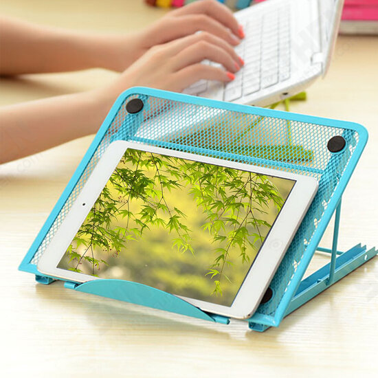 Portable Adjustable Angle Heat Dissipation Mesh Telecommuting Online Learning Desktop Tablet Laptop Stand Holder for iPad Macbook below 17 inch