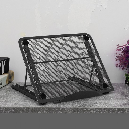 Portable Adjustable Angle Heat Dissipation Mesh Telecommuting Online Learning Desktop Tablet Laptop Stand Holder for iPad Macbook below 17 inch
