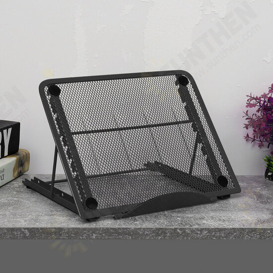 Portable Adjustable Angle Heat Dissipation Mesh Telecommuting Online Learning Desktop Tablet Laptop Stand Holder for iPad Macbook below 17 inch