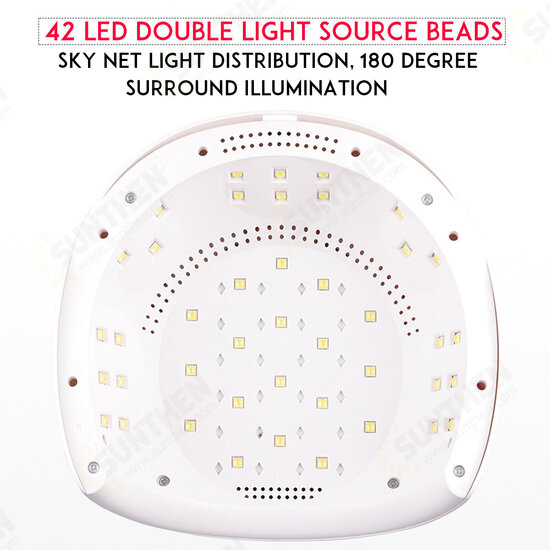 Portable US / EU Plug Intelligent 4-Gear Timing 42 LED Double Light Source Beads UV Nail Lamp with Mobile Phone Holder