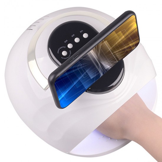 Portable US / EU Plug Intelligent 4-Gear Timing 42 LED Double Light Source Beads UV Nail Lamp with Mobile Phone Holder