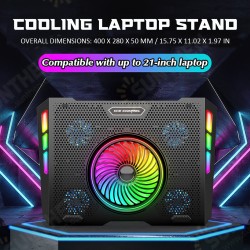 RGB 5-Gear Angle Adjustable Macbook Cooling Stand Dual USB Port Desktop Holder Bracket Compatible with up to 21-inch Laptop RGB 5-Gear Angle Adjustable Macbook Cooling Stand Dual USB Port Desktop Holder Bracket Compatible with up to 21-inch Laptop