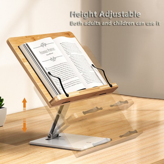 Lift Desktop Stand Bamboo Wood Reading Holder Adjustable Bearing 60 Catties Reading Fixed Bookshelf