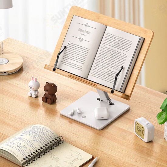 Lift Desktop Stand Bamboo Wood Reading Holder Adjustable Bearing 60 Catties Reading Fixed Bookshelf