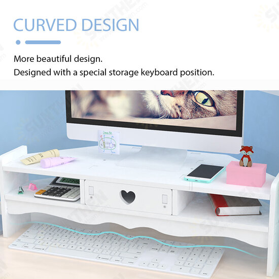 SS-04 Multifunctional Mackbook Desktop Stand Holder Monitor Riser with Storage Drawer