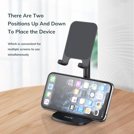 D23 2in1 Universal 35° Adjustable Online Learning Live Streaming Desktop Stand Tablet Phone Holder for 4-12.9 inch Devices Galaxy Note20 Ultra Redmi9