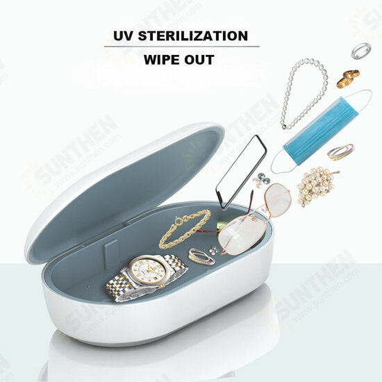 UV Light Phone Sanitizer Mask Toothbrush Key Jewelry Phone Sterilizer Disinfection Box + 10W Wireless Charger