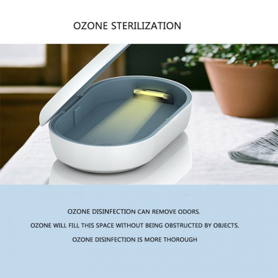 UV Light Phone Sanitizer Mask Toothbrush Key Jewelry Phone Sterilizer Disinfection Box + 10W Wireless Charger