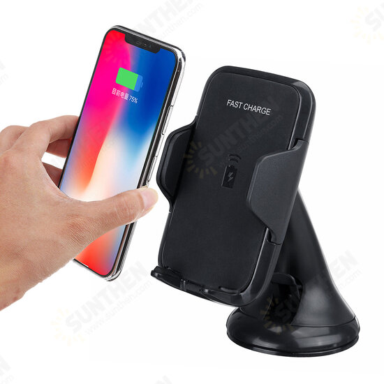 Universal 360 Degree Rotation 10W Fast Charging Wireless Charger Dashboard Windshield Car Phone Holder Mount for Samsung Smart Phone between 4-6.3inch