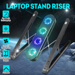Universal 7-Gear Height Adjustable with 4 Colorful Lighting Fans Heat Dissipation Macbook Desktop Stand Holder Bracket for 11-18 inch Devices Universal 7-Gear Height Adjustable with 4 Colorful Lighting Fans Heat Dissipation Macbook Desktop Stand Holder Bracket for 11-18 inch Devices