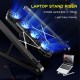 Universal 7-Gear Height Adjustable with 4 Colorful Lighting Fans Heat Dissipation Macbook Desktop Stand Holder Bracket for 11-18 inch Devices