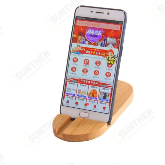 Universal Bamboo Dual Slots Desktop Bracket Phone Holder Stand for Mobile Phone Tablet