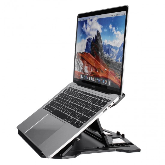 Universal Folding 360° Rotatable Bottom 8Level Height Lifting Adjust Hollow Heat Dissipation Macbook Stand Bracket Phone Holder for 13-17Inch Laptop