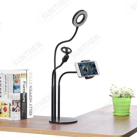 Universal Live Stream Fill Light Desktop Phone Holder Microphone Stand for Xiaomi Mobile Phone