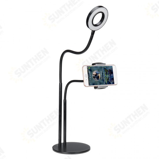 Universal Live Stream Fill Light Desktop Phone Holder Selfile Stand for iPhone Xiaomi Mobile Phone