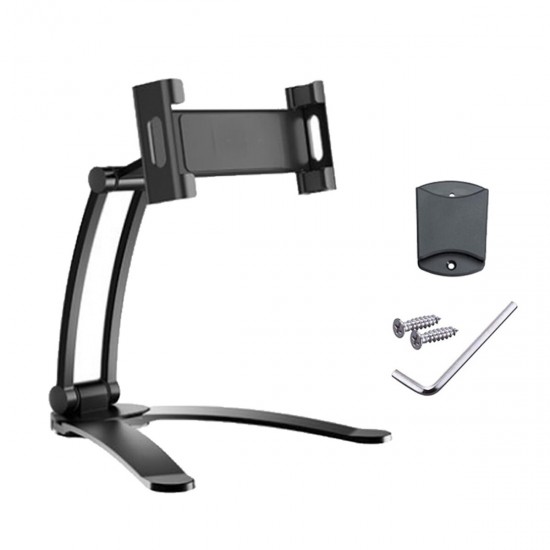 Universal Multifunctional 360° Adjustable Aluminium Alloy Lazy Tablet Stand Phone Holder Desktop Wall Bracket with 3M Glue for Devices 5.0-10.5inch