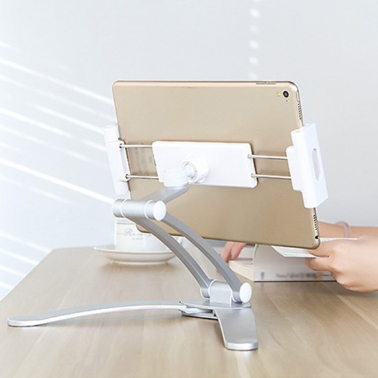Universal Multifunctional 360° Adjustable Aluminium Alloy Lazy Tablet Stand Phone Holder Desktop Wall Bracket with 3M Glue for Devices 5.0-10.5inch