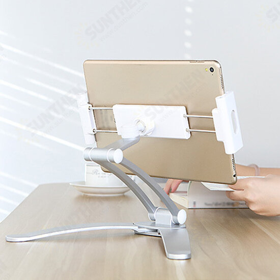 Universal Multifunctional 360° Adjustable Aluminium Alloy Lazy Tablet Stand Phone Holder Desktop Wall Bracket with 3M Glue for Devices 5.0-10.5inch