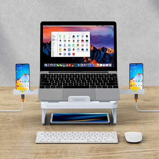 Universal Multifunctional with 4*USB 3.0 Ports 10-Gear Height Adjustment Heat Dissipation Macbook Desktop Stand Holder Bracket for 12~18 inch Devices