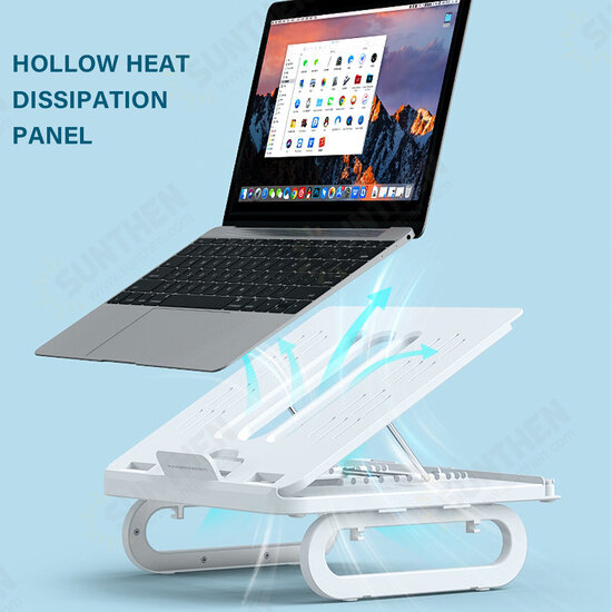 Universal Multifunctional with 4*USB 3.0 Ports 10-Gear Height Adjustment Heat Dissipation Macbook Desktop Stand Holder Bracket for 12~18 inch Devices